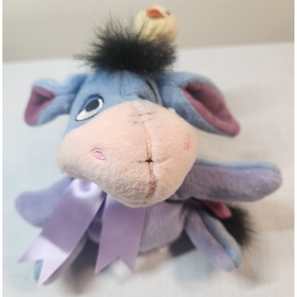 FIsher Price 2002 Spring EEYORE‎ with Chick On His Head, Lavender Ribbon